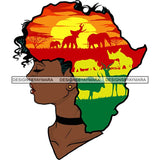 Safari Goddess Africa Continent African American Woman Savanna Animals Hair SVG Cutting Files.