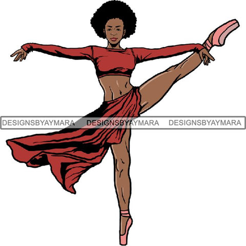 Afro Black Ballerina Woman Ballet Dancer .PNG Print File Not For Cutting