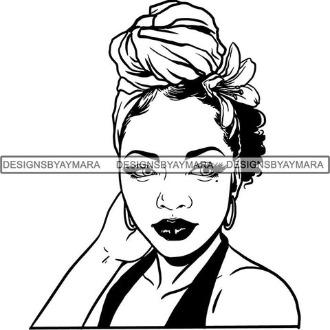 Afro Woman SVG Turban Head Wrap Cutting Files For Silhouette Cricut and More