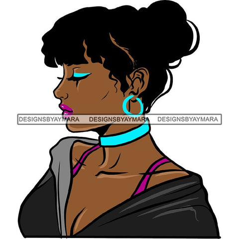 Ebony Afro Woman Nubian Melanin Brown Skin Makeup Model Glasses Accesories SVG Cut Files