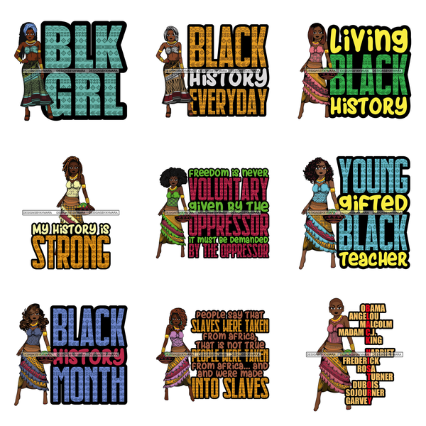 Black History Month Bundle Designs For Commercial Use Celebration Freedom PNG SVG JPG Print Cutting Digital Download Art Digital T-shirt Logo Sublimation Cricut Clipart Artwork Illustration