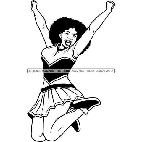 Afro Cheerleader Woman SVG Cutting Files For Silhouette Cricut and More
