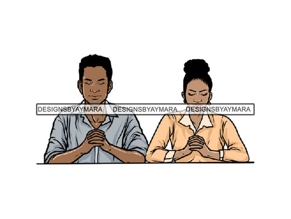 Black Couple Praying God Together PNG File For Print Not For Cutting