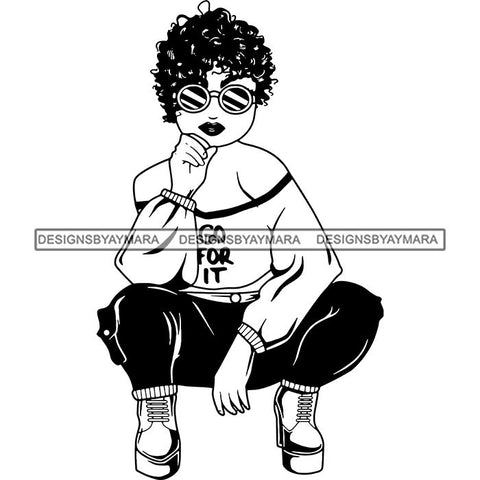 Afro Lola Boss Lady Diva Style Fashion Woman SVG Vector Clipart Cutting Files For Silhouette and Cricut and More!