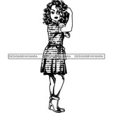 Afro Strong Lola Flexing We Can Do It Woman Power .SVG Cutting Files For Silhouette Cricut and More!