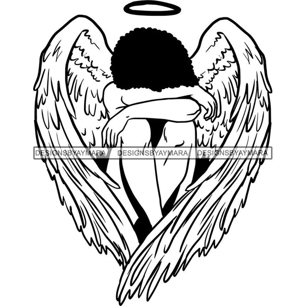 Afro Angel Black Woman SVG Cutting Files For Silhouette Cricut and More