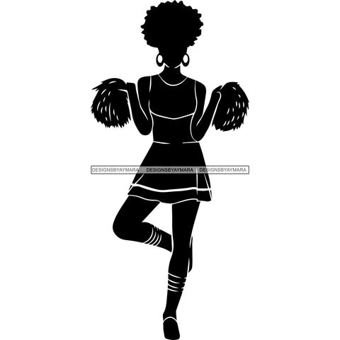 Afro Cheerleader Woman SVG Cutting Files For Silhouette Cricut and More