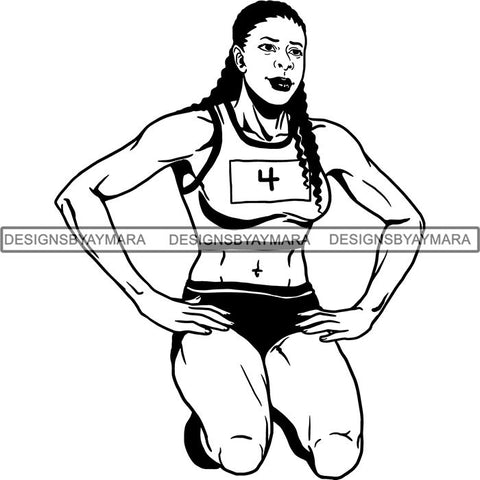 Afro Black Woman Runner Athletic Sport .SVG Cutting File For Silhouette and Cricut