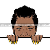 Afro Woman Peeking Peek-a-Boo I see You Melanin Pretty Half Face PNG File For Print Not For Cutting