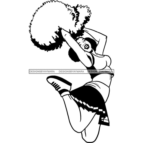 Afro Cheerleader Woman SVG Cutting Files For Silhouette Cricut and More