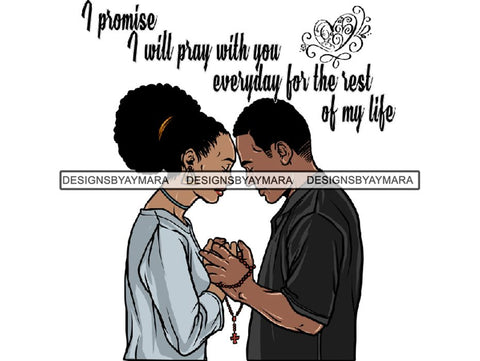 Black Couple Praying God Together PNG File For Print Not For Cutting