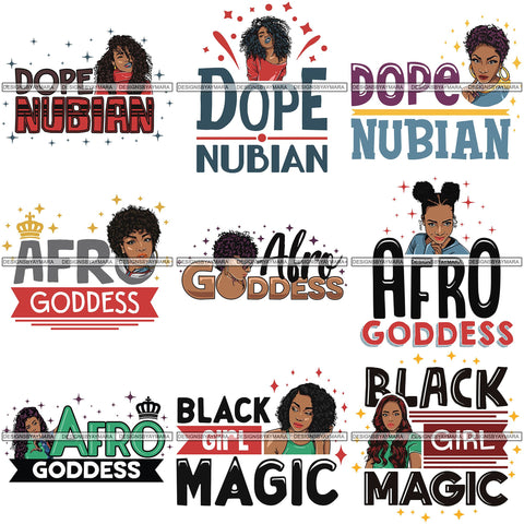 Bundle 9 Melanin Popping Black Diamond Dope Nubian Black Girl Magic .SVG Cutting Files For Silhouette Cricut and More