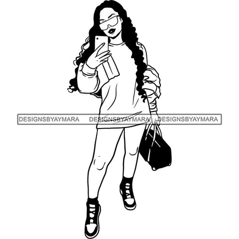 Fashion Woman Model Posing Summer Outfit Vogue Goddess Glamour Trendy Clothing Vector SVG Cutting Files