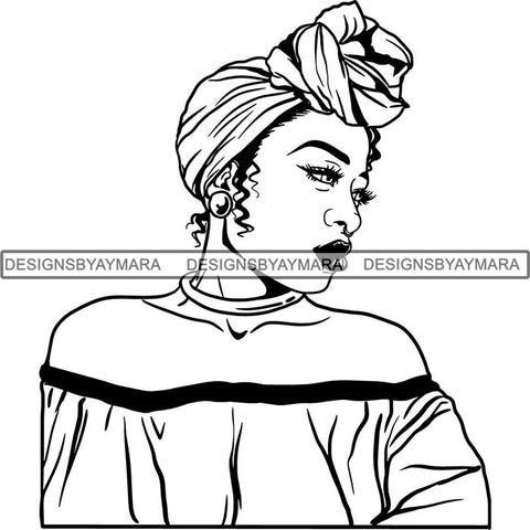 Beautiful Woman Turban Head Wrap Hairstyle SVG Files For Cutting and More!