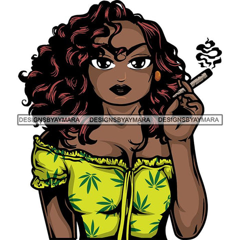 Afro Lola Smoking Pot Weed Joint Blunt Cannabis Marijuana SVG Cutting Files