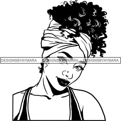 Afro Woman SVG Turban Head Wrap Cutting Files For Silhouette Cricut and More