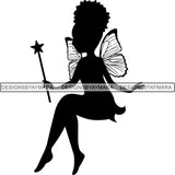 Afro Cute Baby Girl Fairy Wings Fantasy .SVG Cut Files For Silhouette Cricut and More