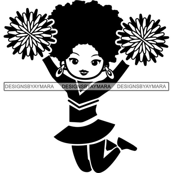 Afro Cheerleader Woman SVG Cutting Files For Silhouette Cricut and More