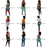 Bundle 9 Afro Thick Thigh Big Eyes Woman Sassy Exotic Curvy Goddess .SVG Cutting Files For Silhouette and Cricut and More!