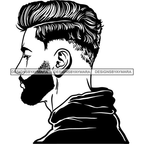 Attractive Man Bearded Hipster Model Fashion Male Guy Stylish Mustache Close-up Sexy Macho Manly SVG Files For Cutting