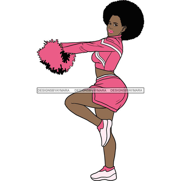 Afro Cheerleader Woman SVG Cutting Files For Silhouette Cricut and More