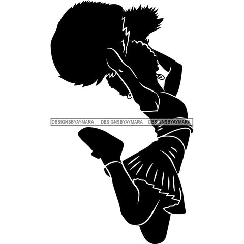Afro Cheerleader Woman SVG Cutting Files For Silhouette Cricut and More