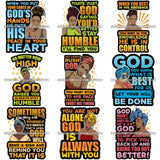 Bundle 9 Afro Black Proud Woman Lord God Quotes SVG Cutting Files For Silhouette Cricut and More