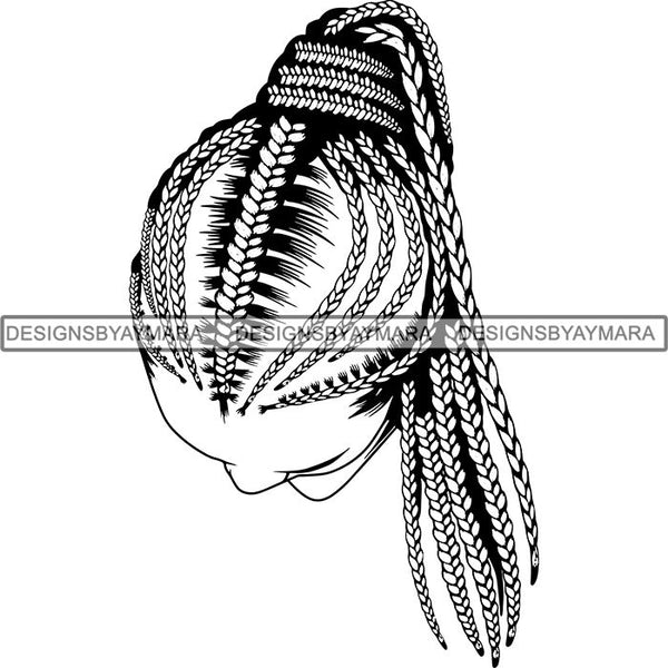 Afro Woman Braids Dreads Dreadlocks Hairstyle SVG Cut Files For Silhouette and Cricut