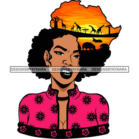 African American Woman Goddess Safari Savanna Africa Continent SVG Files For Cutting and More!