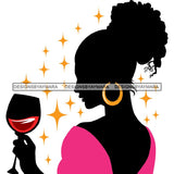 Afro Woman Silhouette Drinking Wine Relax Chilling Stress Free .SVG Cutting Files For Silhouette and Cricut and More!