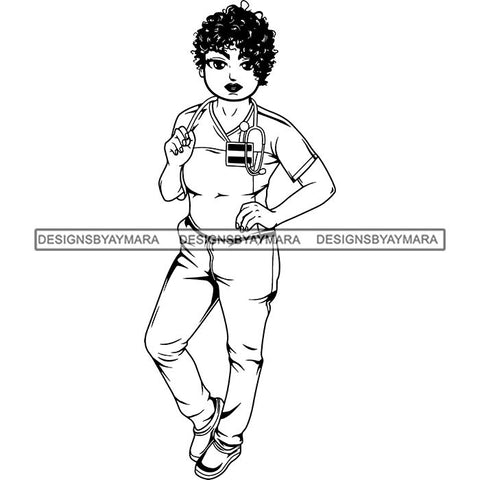 Afro Lola Nurse Medical Occupation SVG Cutting Files For Cricut Silhouette and More