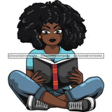 Afro Lola Reading Education Smart Woman .SVG Cutting Files For Silhouette Cricut and More!