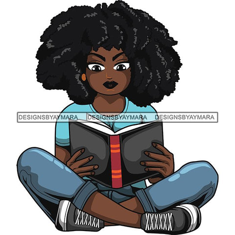 Afro Lola Reading Education Smart Woman .SVG Cutting Files For Silhouette Cricut and More!
