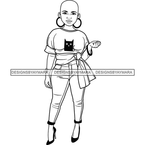Afro Lola Boss Confident Classy Woman Black and White Designs SVG Cutting Files For Silhouette Cricut and More
