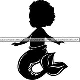 Afro Cute Baby Girl Mermaid Fantasy .SVG Cut Files For Silhouette Cricut and More