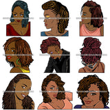Bundle 9 Afro Black Woman Sister-lock Hairstyle Beautiful Diva .SVG Cutting Files For Silhouette Cricut and More!
