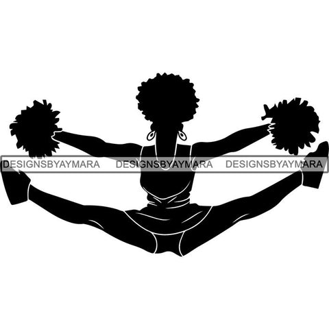 Afro Cheerleader Woman SVG Cutting Files For Silhouette Cricut and More