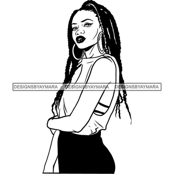 Ebony Afro Woman Nubian Melanin Brown Skin Makeup Model Glasses Accesories SVG Cut Files