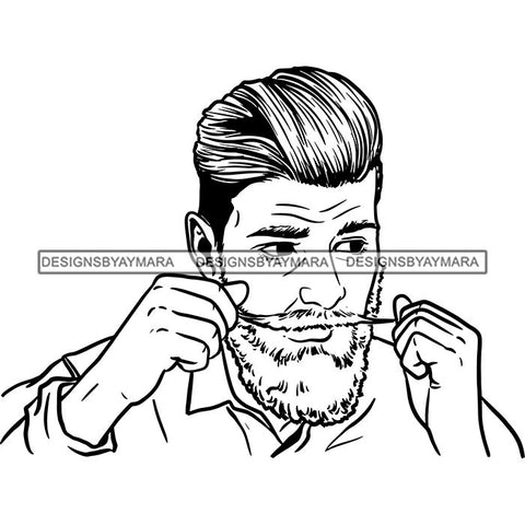 Attractive Man Bearded Hipster Model Fashion Male Guy Stylish Mustache Close-up Sexy Macho Manly SVG Files For Cutting