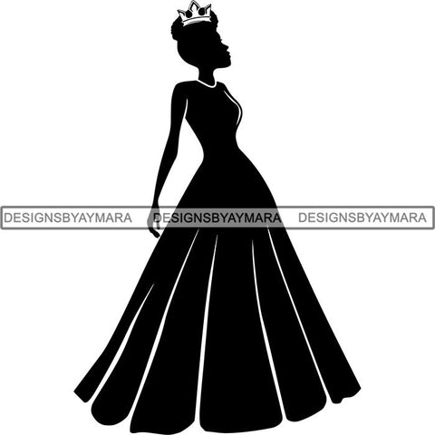 Black Afro Queen Silhouette Style SVG Cut Files