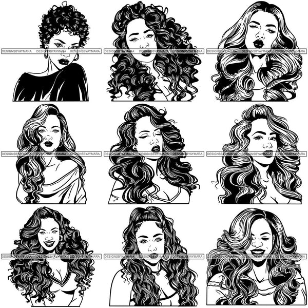 Bundle 9 Afro Melanin Popping Hair Style SVG Files For Cutting and More