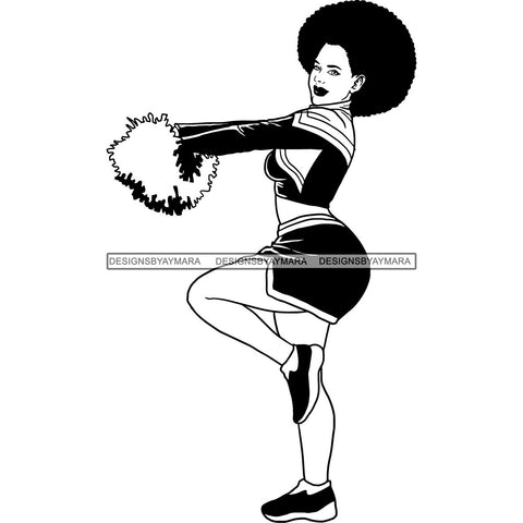 Afro Cheerleader Woman SVG Cutting Files For Silhouette Cricut and More