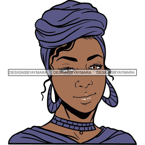 Afro Woman SVG Turban Head Wrap Cutting Files For Silhouette Cricut and More