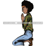 Afro Lola Woman Praying God Lord Knee Prayers Pray Believe Church .SVG PNG JPG Clipart Vector Cutting Files