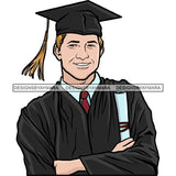 Graduation Man Achievement Hard Work Diploma Success Robe Cap Certificate College SVG Cutting Files