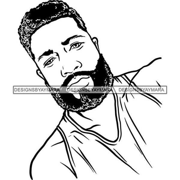 Attractive Man Bearded Hipster Model Fashion Male Guy Stylish Mustache Close-up Sexy Macho Manly SVG Files For Cutting