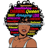 Afro Pretty Woman Hair Quotes Words Letters Lady Female Qualities SVG Files For Cutting and More!