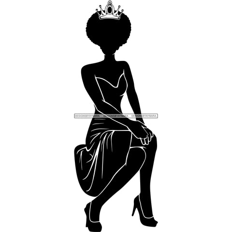 Afro Queen Silhouette SVG African Goddess Cutting Files 1