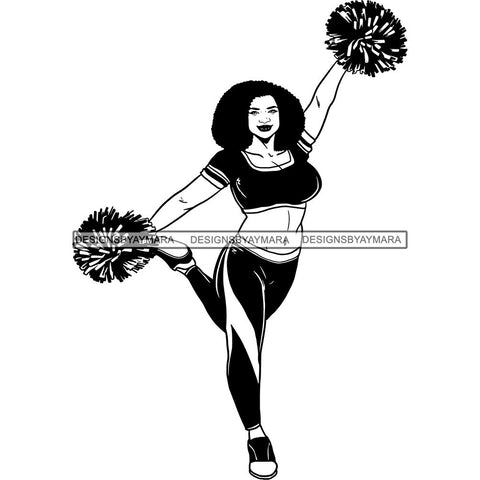 Afro Cheerleader Woman SVG Cutting Files For Silhouette Cricut and More
