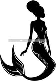 Afro Black Woman Mermaid Aquatic Creature  SVG Cutting File For Silhouette and Cricut